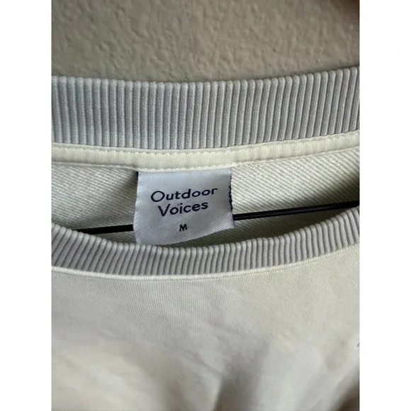 Outdoor Voices Womens Cream Grey Cotton French Terry Crewneck Sweatshirt Medium - Picture 2 of 6